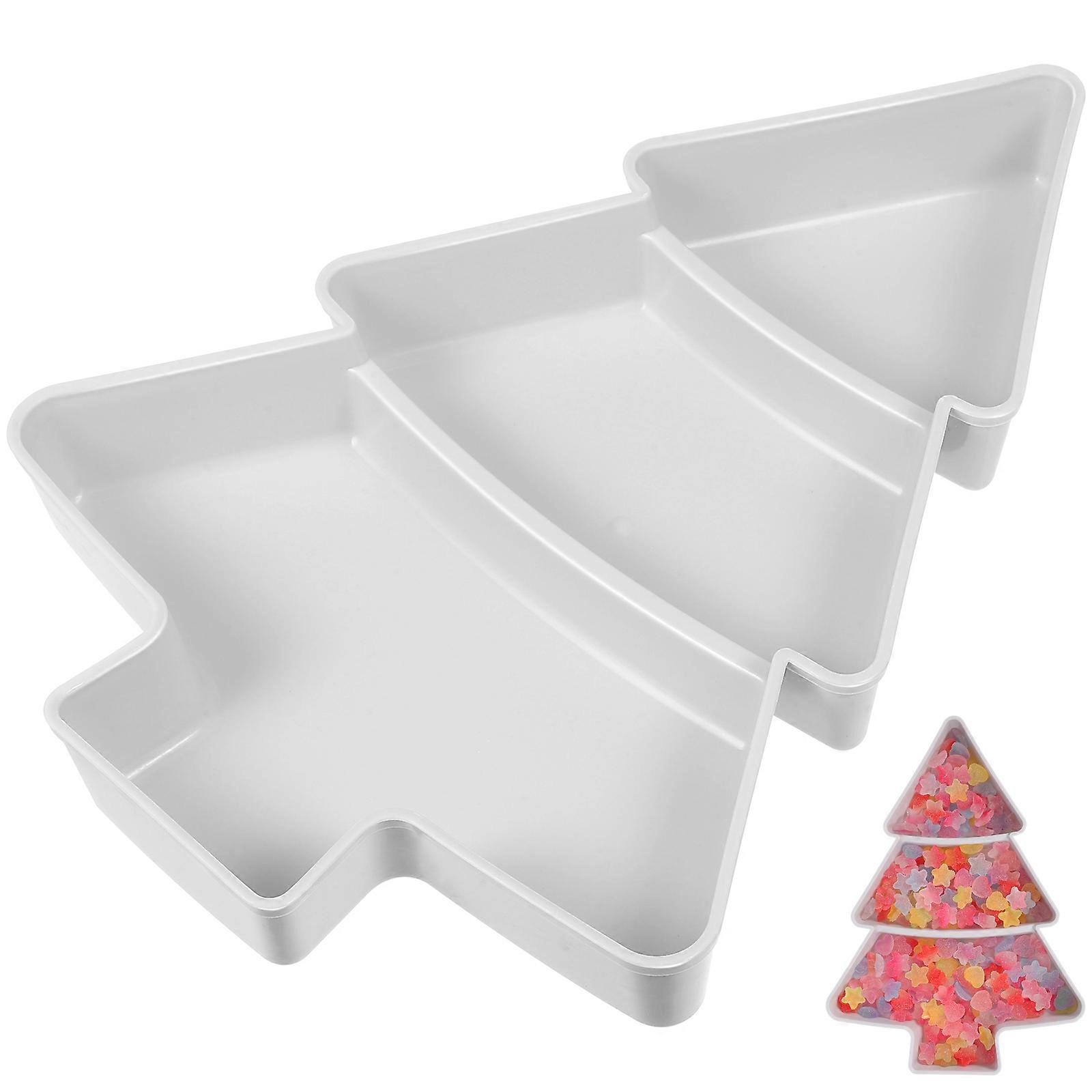 Creative Fruit Plate Christmas Tree Shape for Home Use Grey with Multi-Compartment Organization 1Set