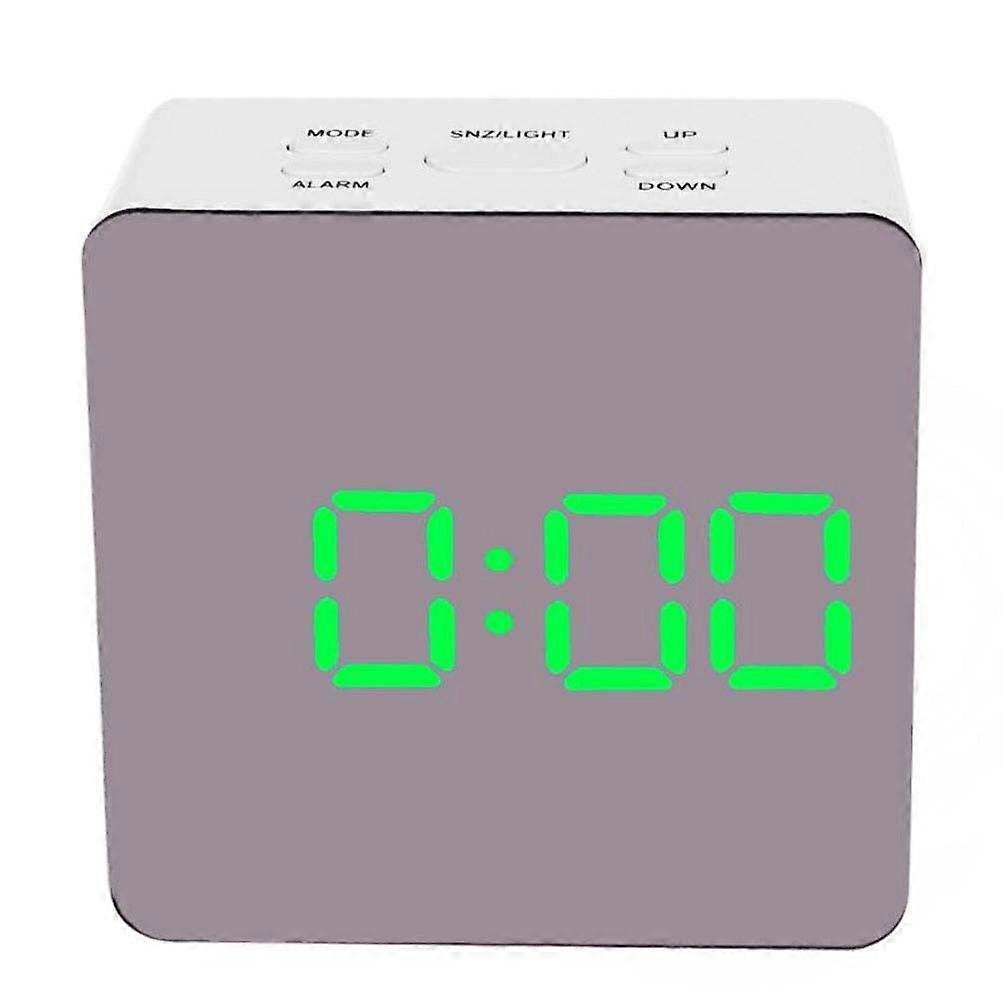 Square Digital Mirror Clock LED Alarm Clock with Temperature Measurement Snooze Function
