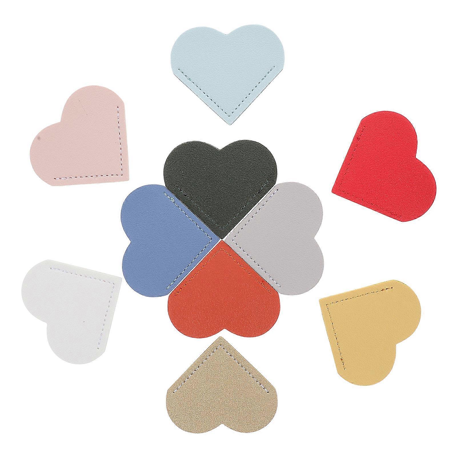 Heart Shaped PU Bookmarks 10Pcs for Book Corner Protection and Reading