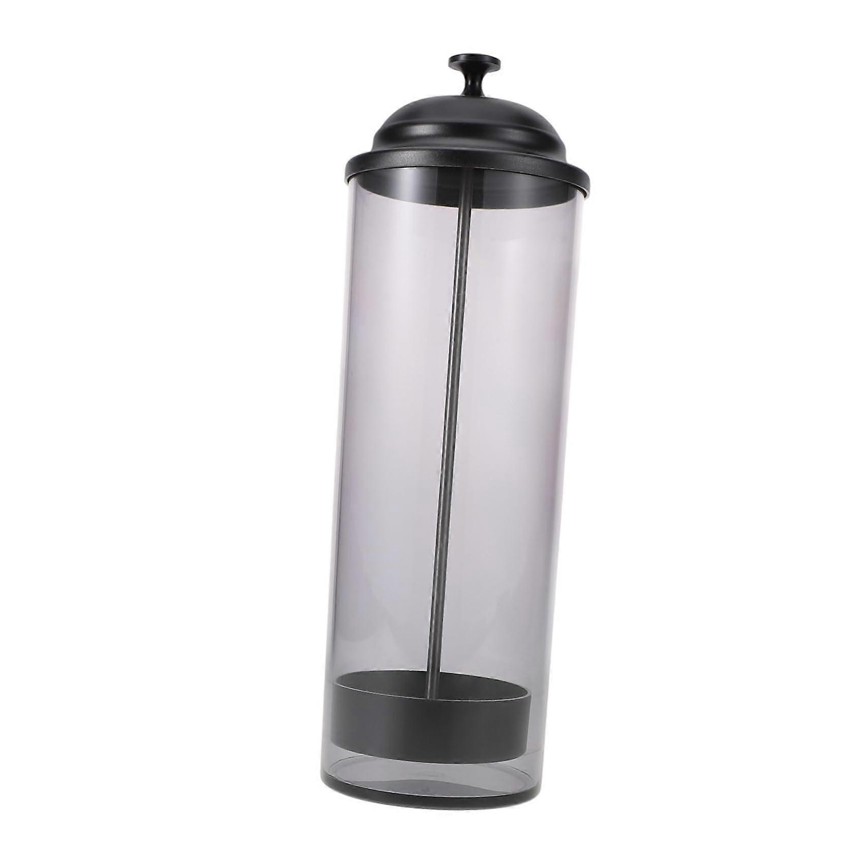 Straw Holder with Dustproof Lid, Plastic Storage Container for Kitchen Countertop Organizer, Grey