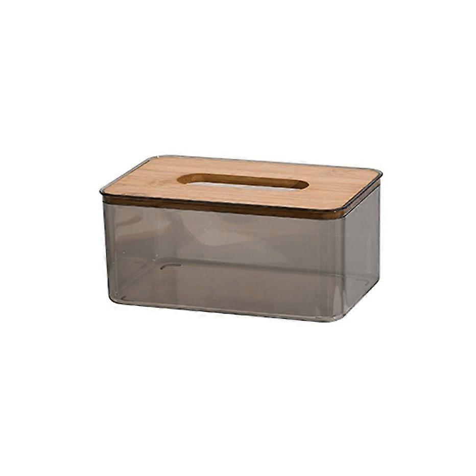 Clear Tissue Box with Wooden Lid, Transparent Acrylic Holder for MultiRoom Home Organization