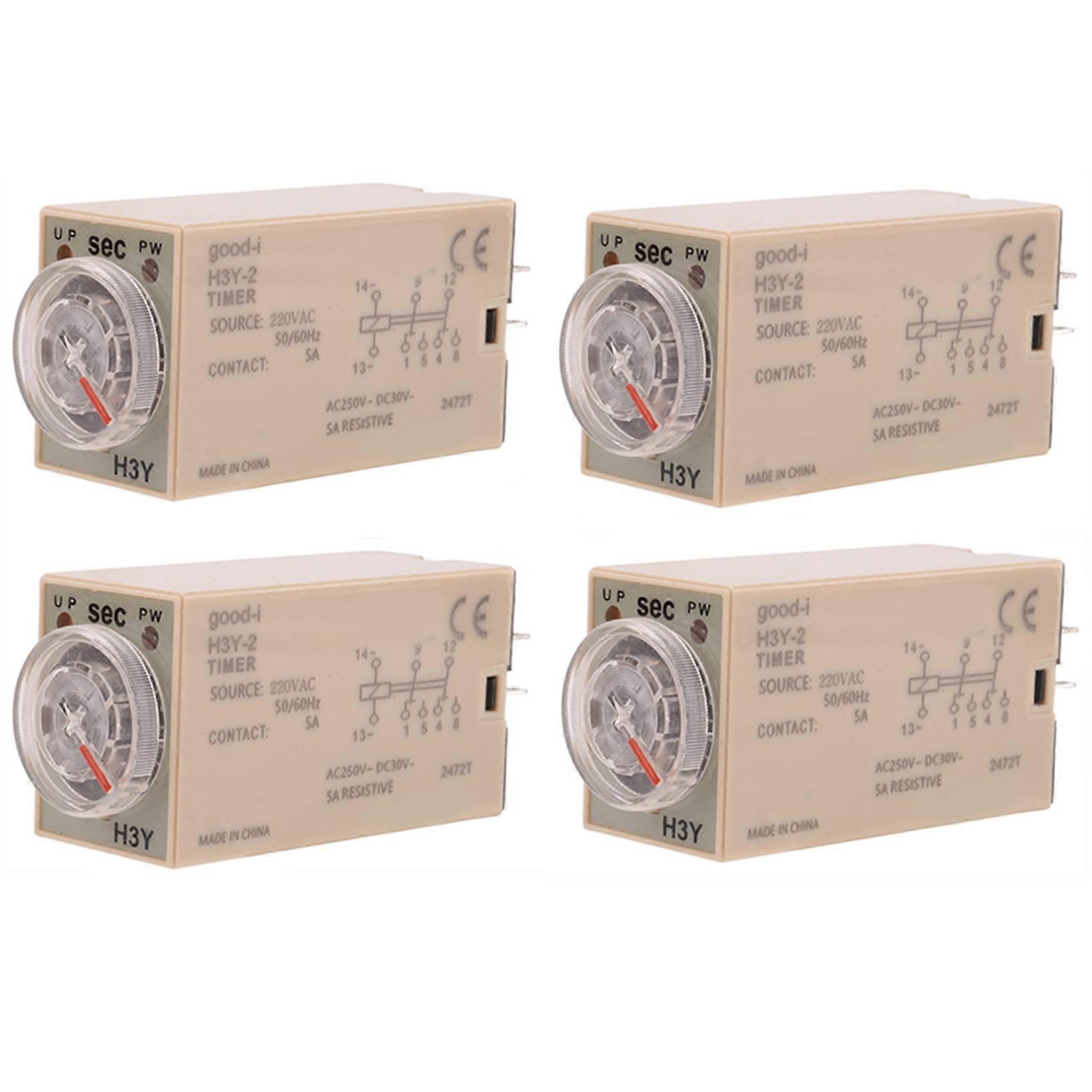 4X 10S Delay Timer Time Relay H3Y-2 AC 220V 8 PIN Adjusting Knob Control Timing Relay for Household Electrical Systems