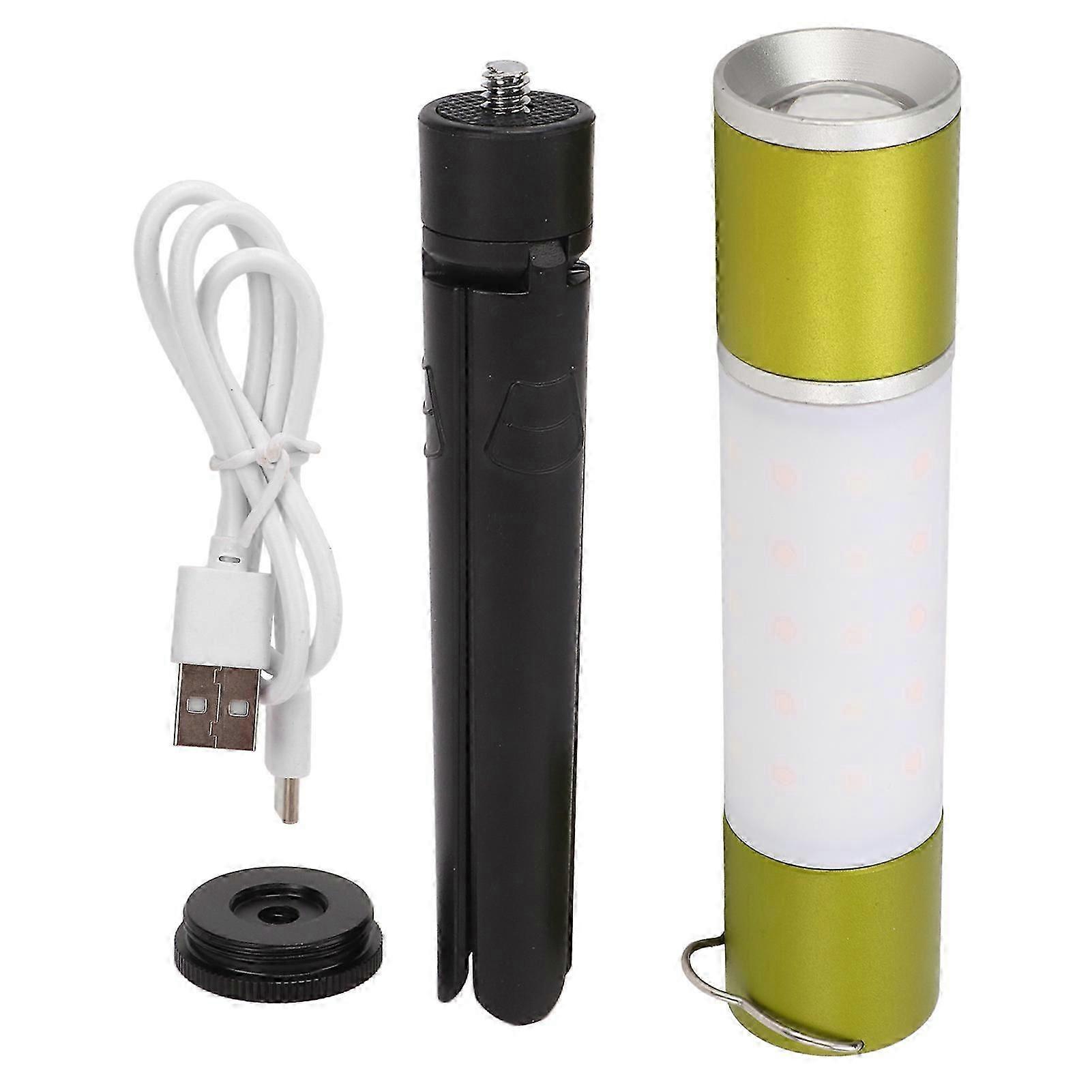 USB Rechargeable Multifunctional Camping Flashlight 6 Light Modes Outdoor Night LightGreen