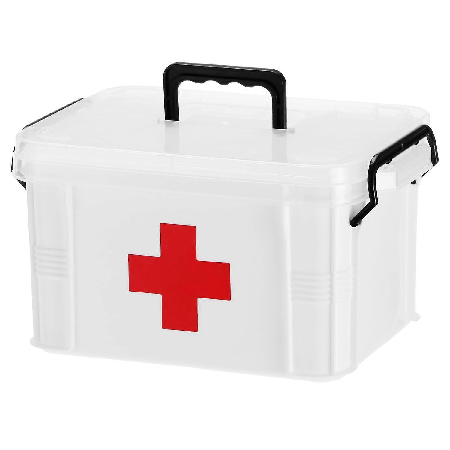 Medicine Storage Box 2Layer Organizer with Compartments Durable First Aid Kit Box for Home and Travel