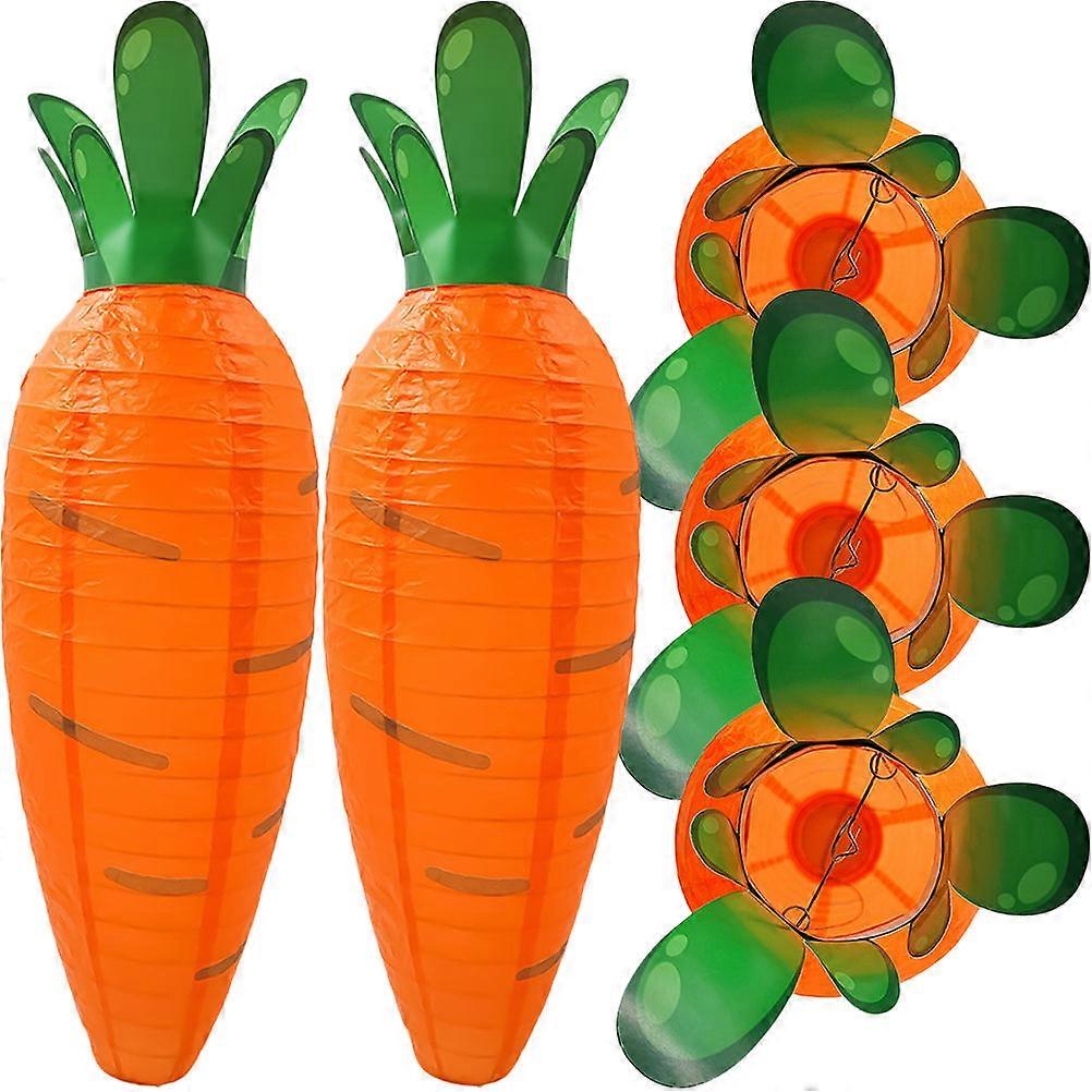 5pcs Carrot Shape Paper Lanterns for Easter Party Decoration