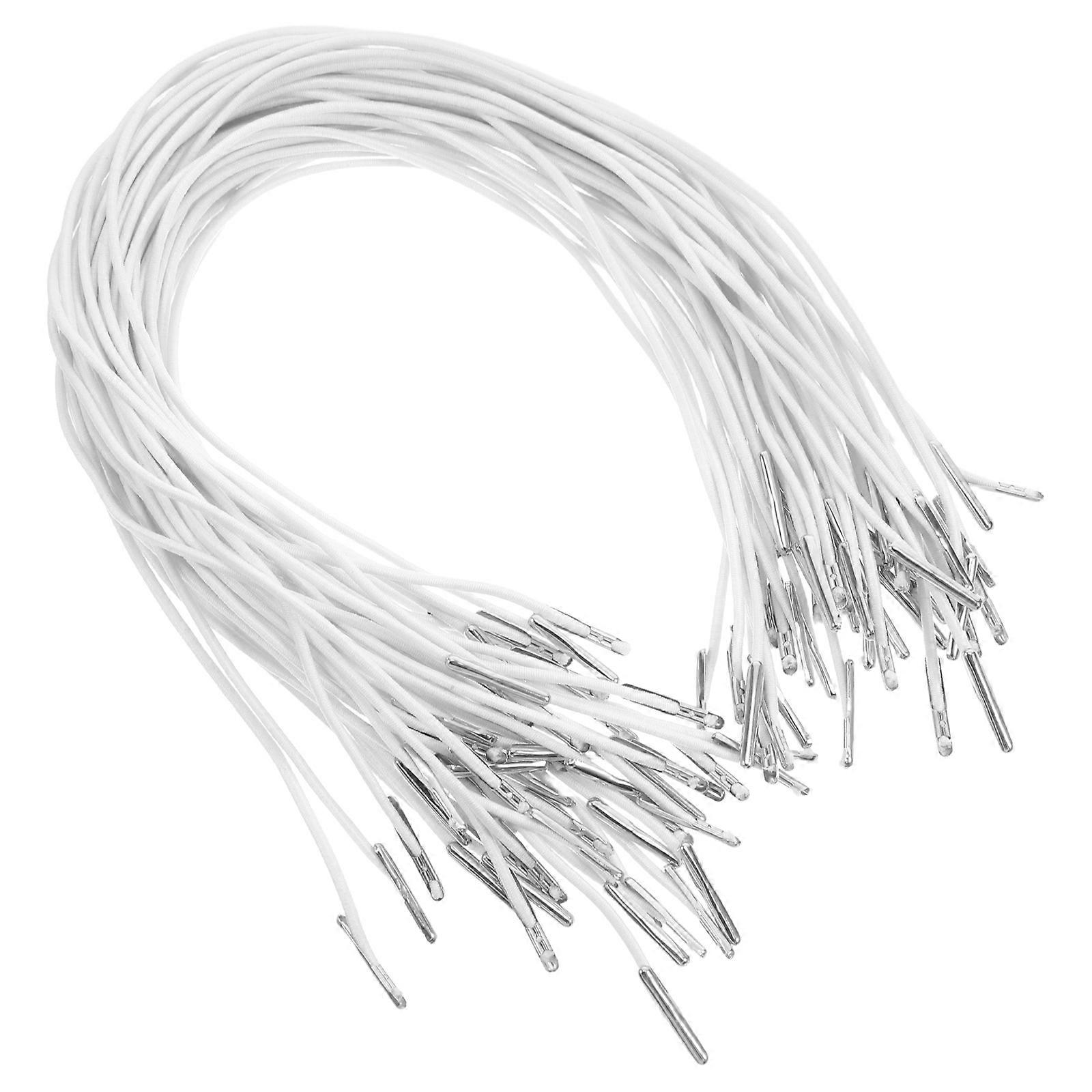 Durable White Elastic Barbed Cord with Metal Hooks for Craft 50Pcs