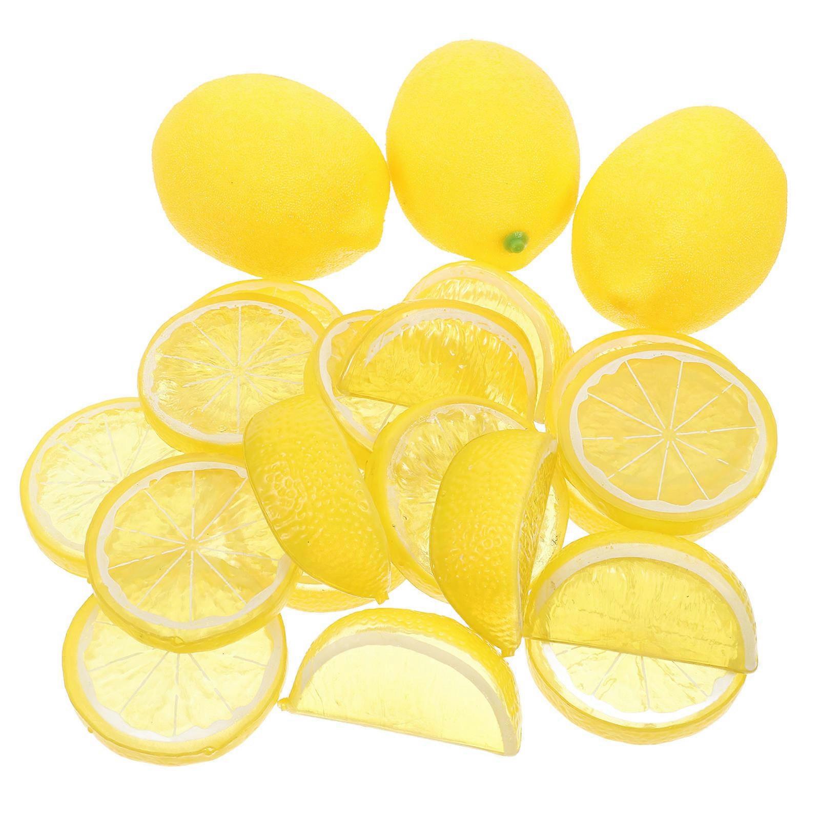 Artificial Fruit Slices for Decoration 21Pcs Yellow Lemon Models