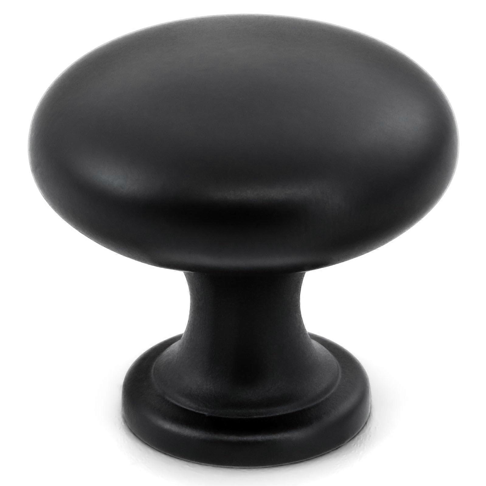 5 Pack Matte Black Cabinet Knobs 1.15 Inch Round Kitchen and Bathroom Drawer Pulls