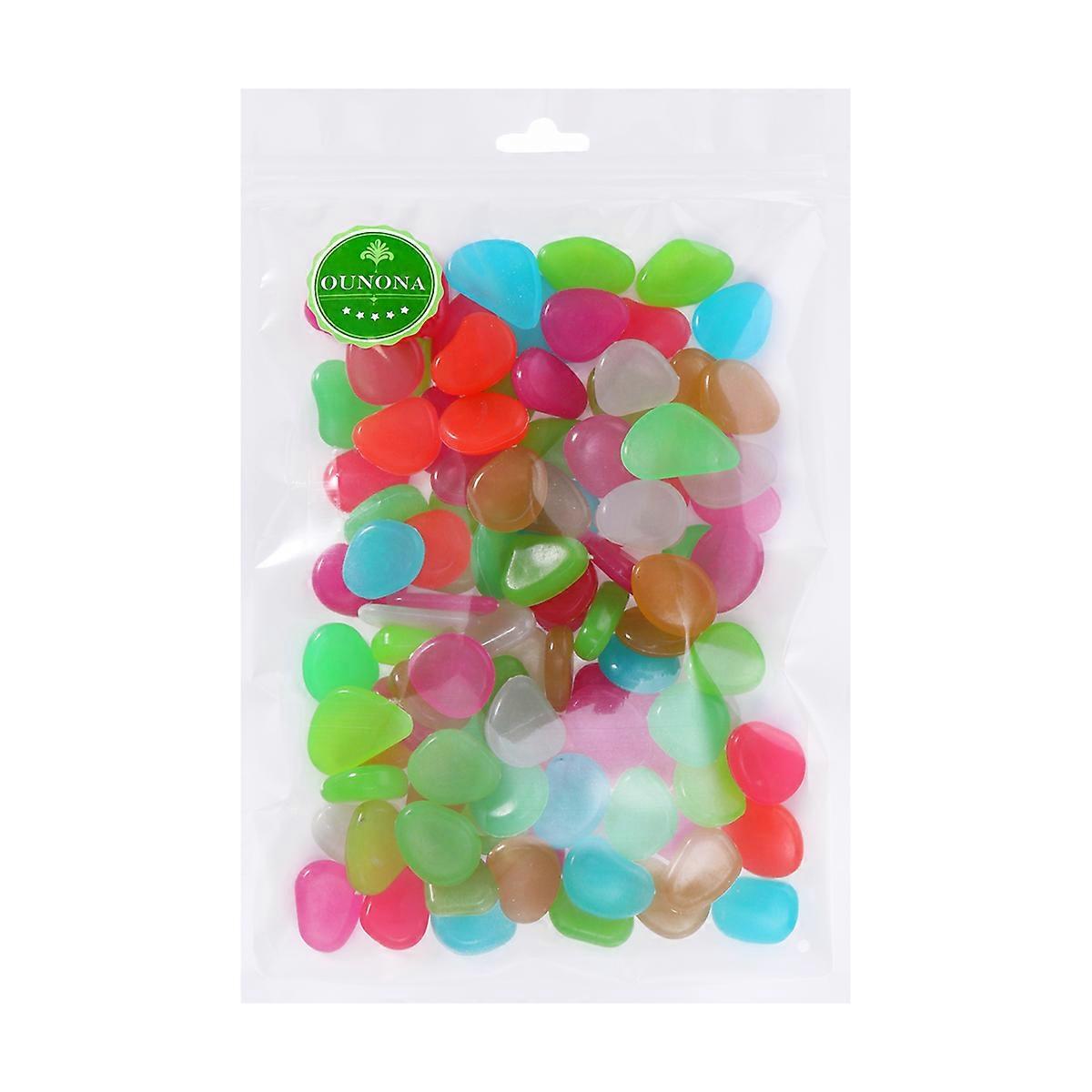 Assorted Color Luminous Cobblestone Set for Aquarium Decoration 100Pcs