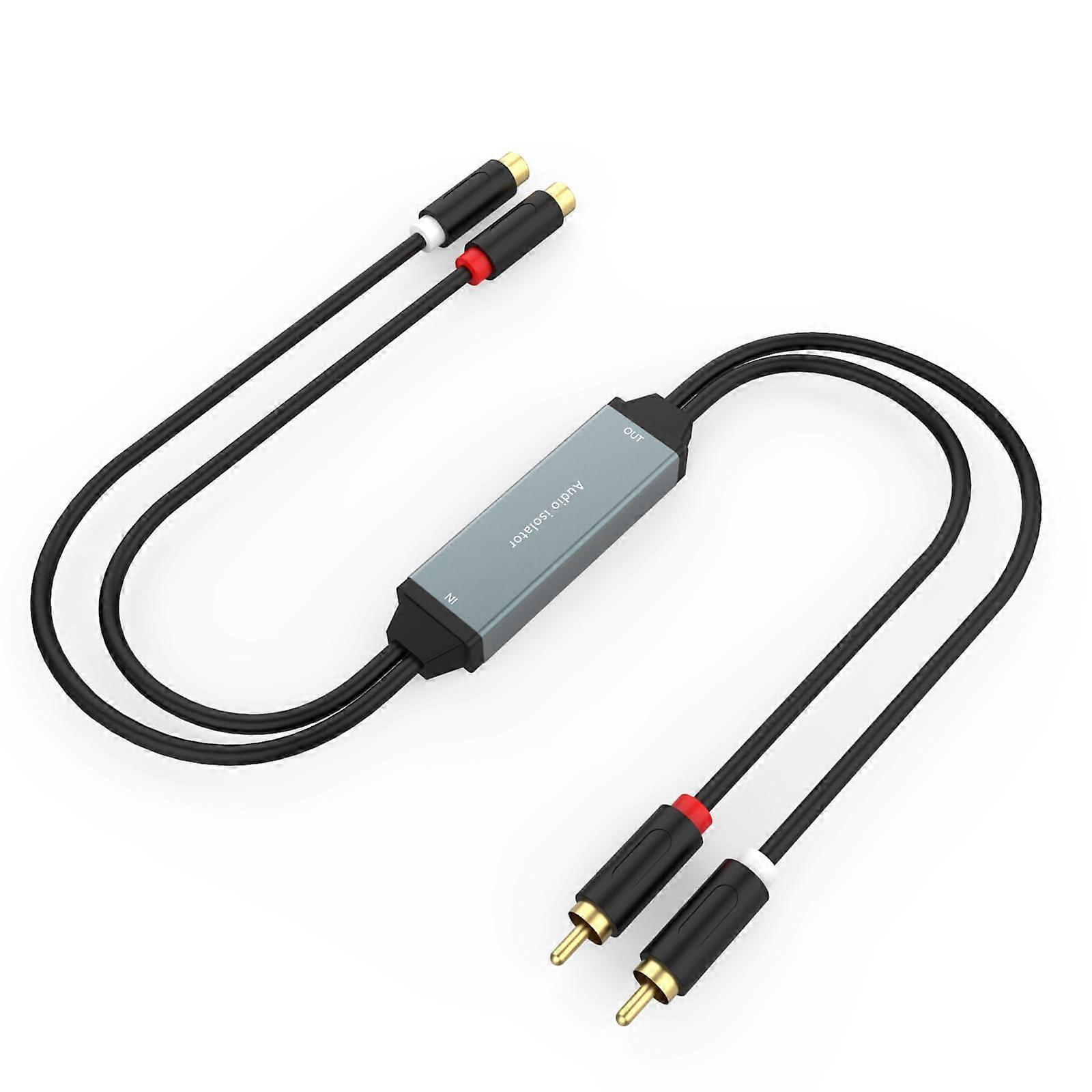 Ground Loop Noise Isolator for Car and Home Stereo, Audio Filter with GoldPlated Connectors and Aluminum Shell