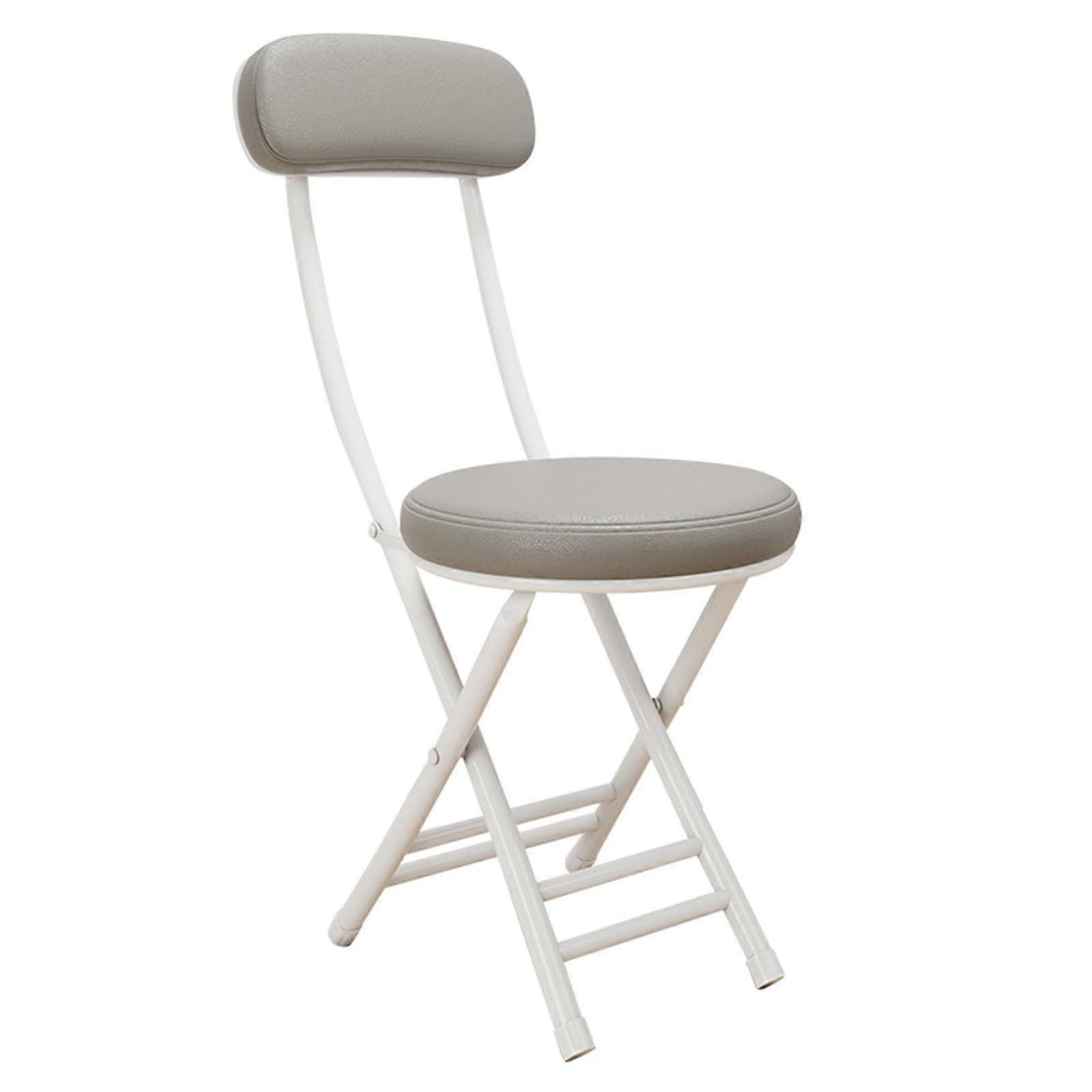 Portable Folding Chair with Padded Seat and Reclining Backrest for Home Office Hotels Grey White