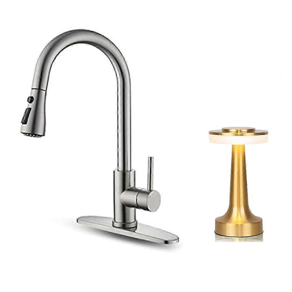 Brushed Nickel Kitchen Faucet with Pull Down Sprayer, Single Handle  Arc for RV, Laundry, Bar