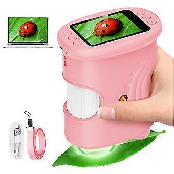 Microscopio portatile per bambini - Schermo IPS da 2 pollici 4K 50-1000X Microscopio digitale tascabile Giocattolo educativo STEM Regalo di compleanno per bambini