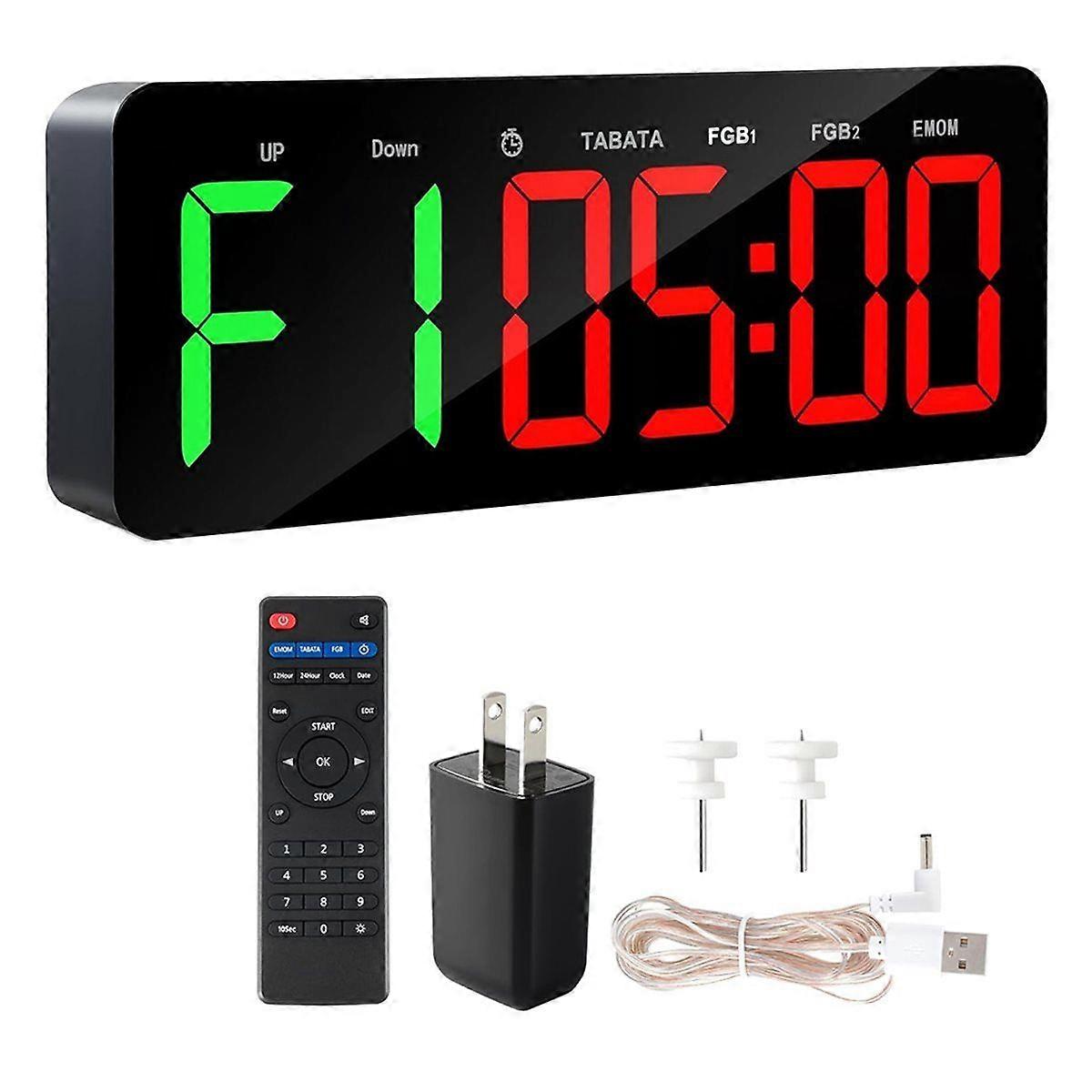 Gym Timer Clock for /FBG/EMOM - Large Workout Clock for Home Gym with Remote Control, Count Down &
