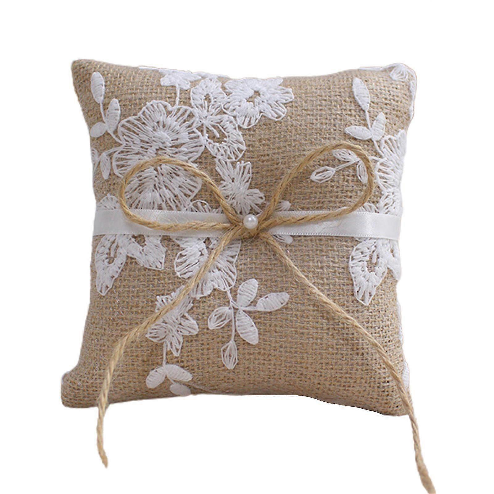 Ring Pillow Romantic Decorative Soft Unique Lace Bow Ring Cushion Proposal Props