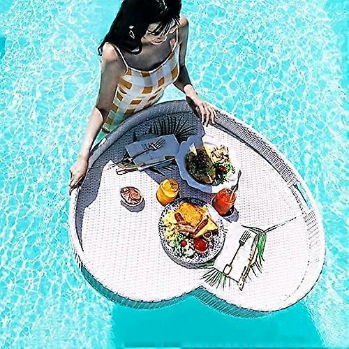 Floating Rattan Serving Tray for Pool, Large Capacity Waterproof Snack and Drink Holder
