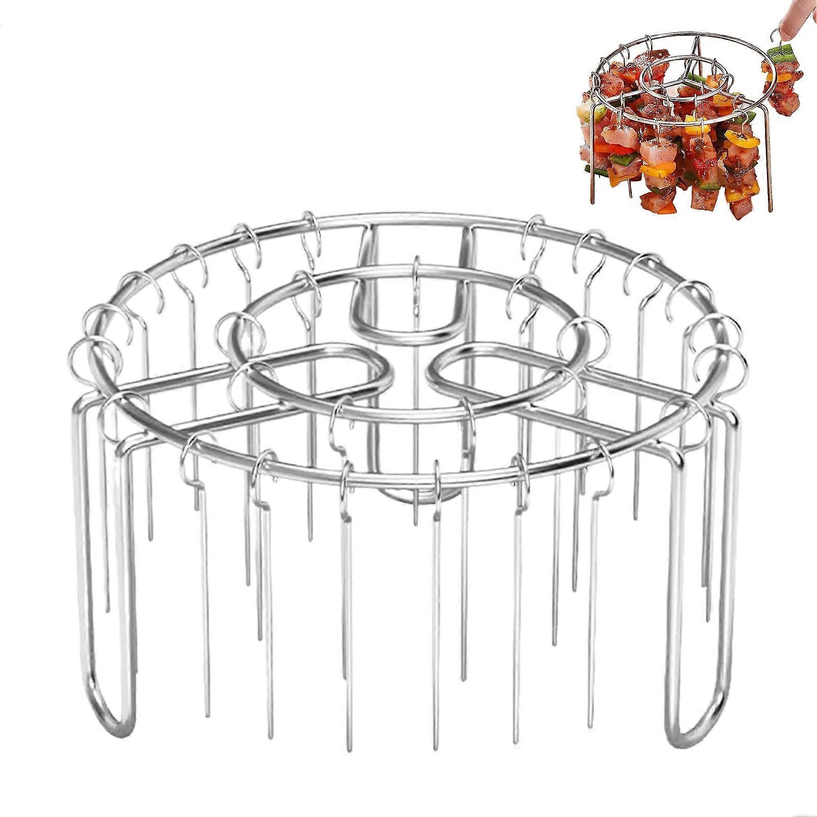 Air Fryer Rack Double Layer Stainless Steel with Skewers, Stackable SpaceSaving Grill Accessories