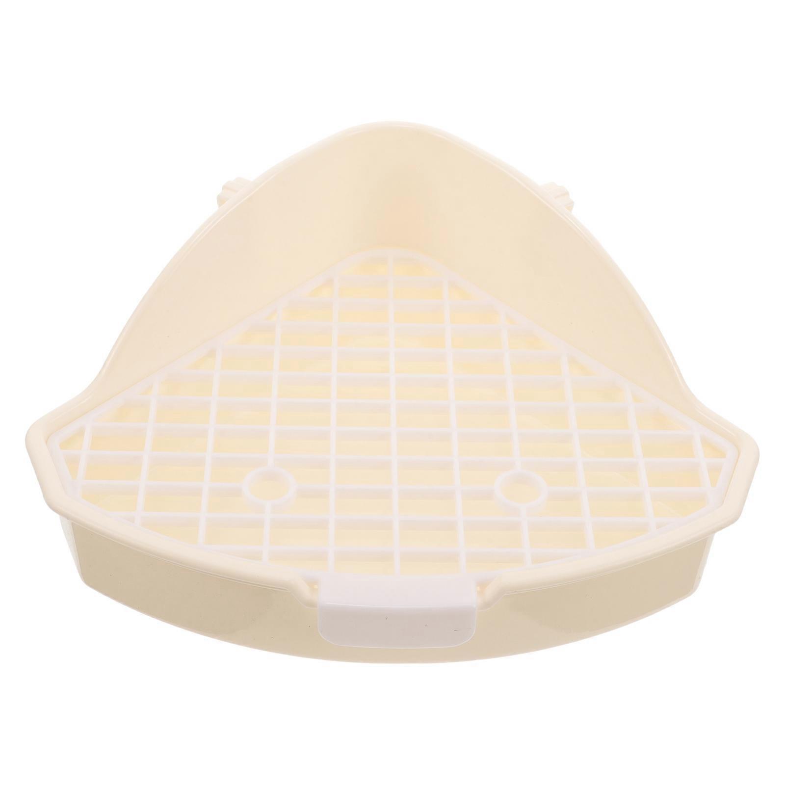 Corner Rabbit Litter Tray Plastic Potty for Small Pets White