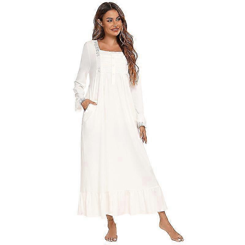 2026 Viktoriansk pyjamas Bomullspyjamas Långärmad Nattlinne