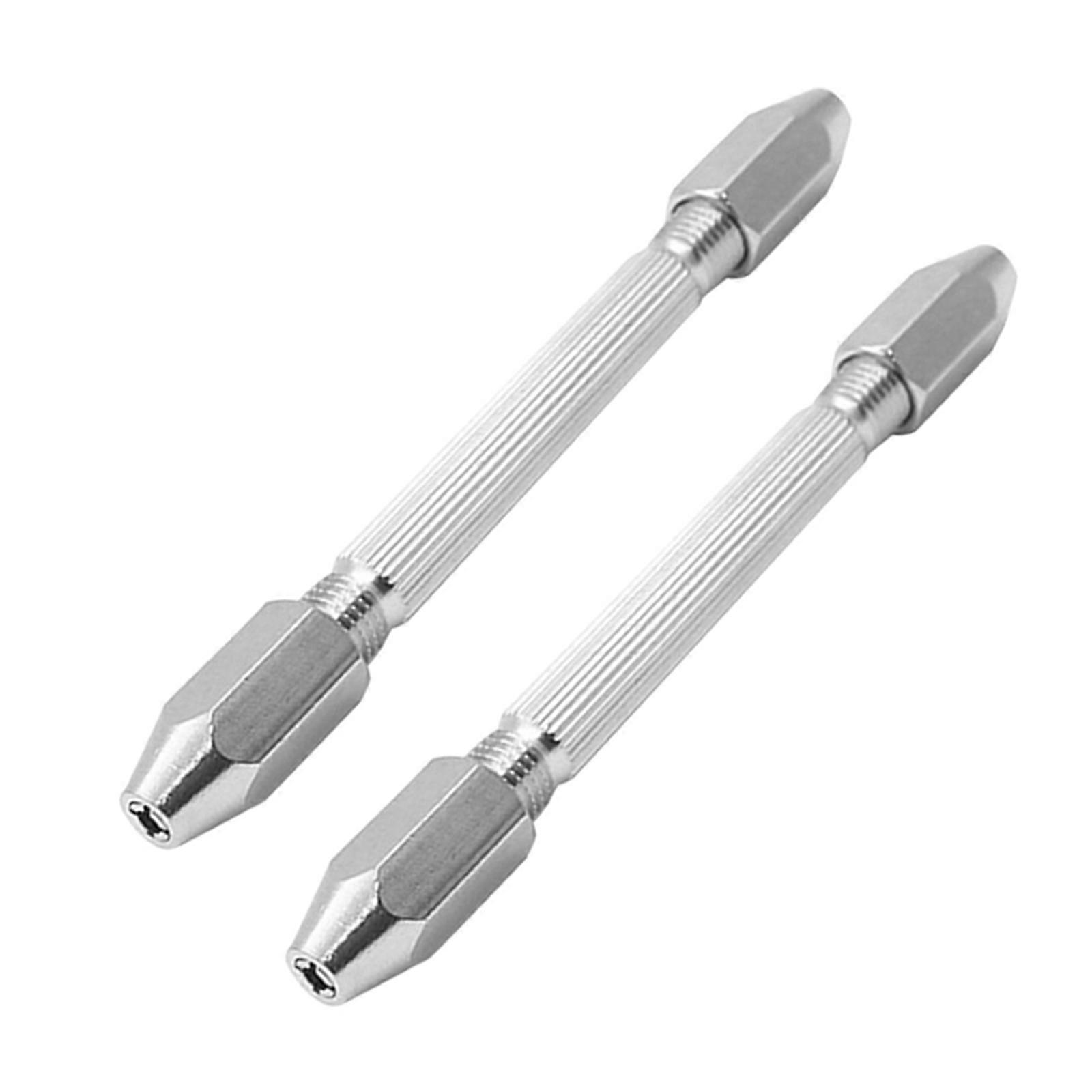 Double Ended Pin Vise for Wire Tool Use 2Pcs Hexagonal Hand Drill Silver