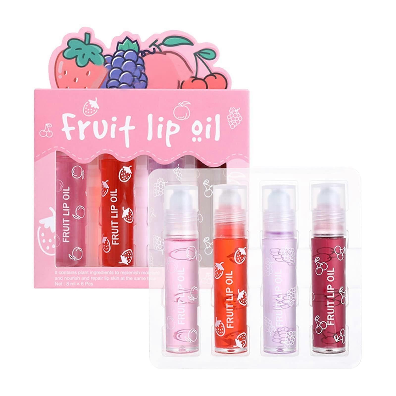 Lip Oil Set with Rolling Ball Applicator, Deep Hydration, Vegan Formula for Dry Lips, Clear 32ml