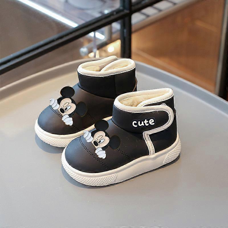 Mickey mouse cotton shoes Disney kids pu new winter first walkers plus fleece cotton boots girls toddler shoes boys casual shoes