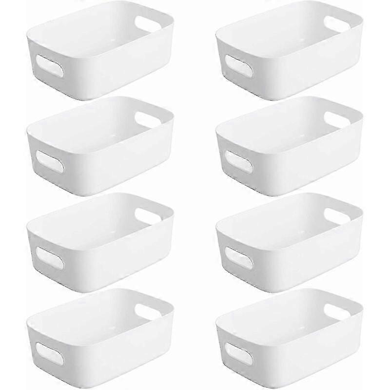 8 Plastic Storage Baskets with Handles, Stackable Design