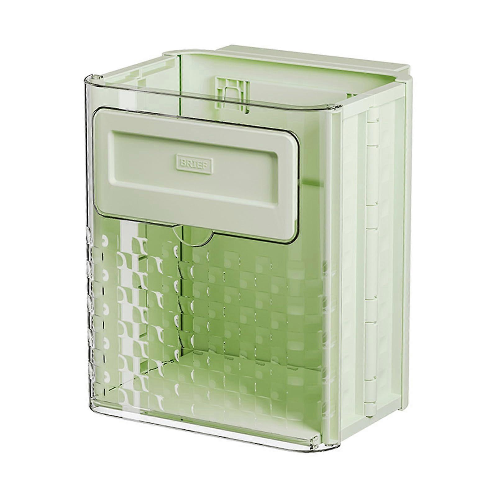 Foldable Hanging Trash Bin for Kitchen and Bathroom, Large Opening, SpaceSaving Green
