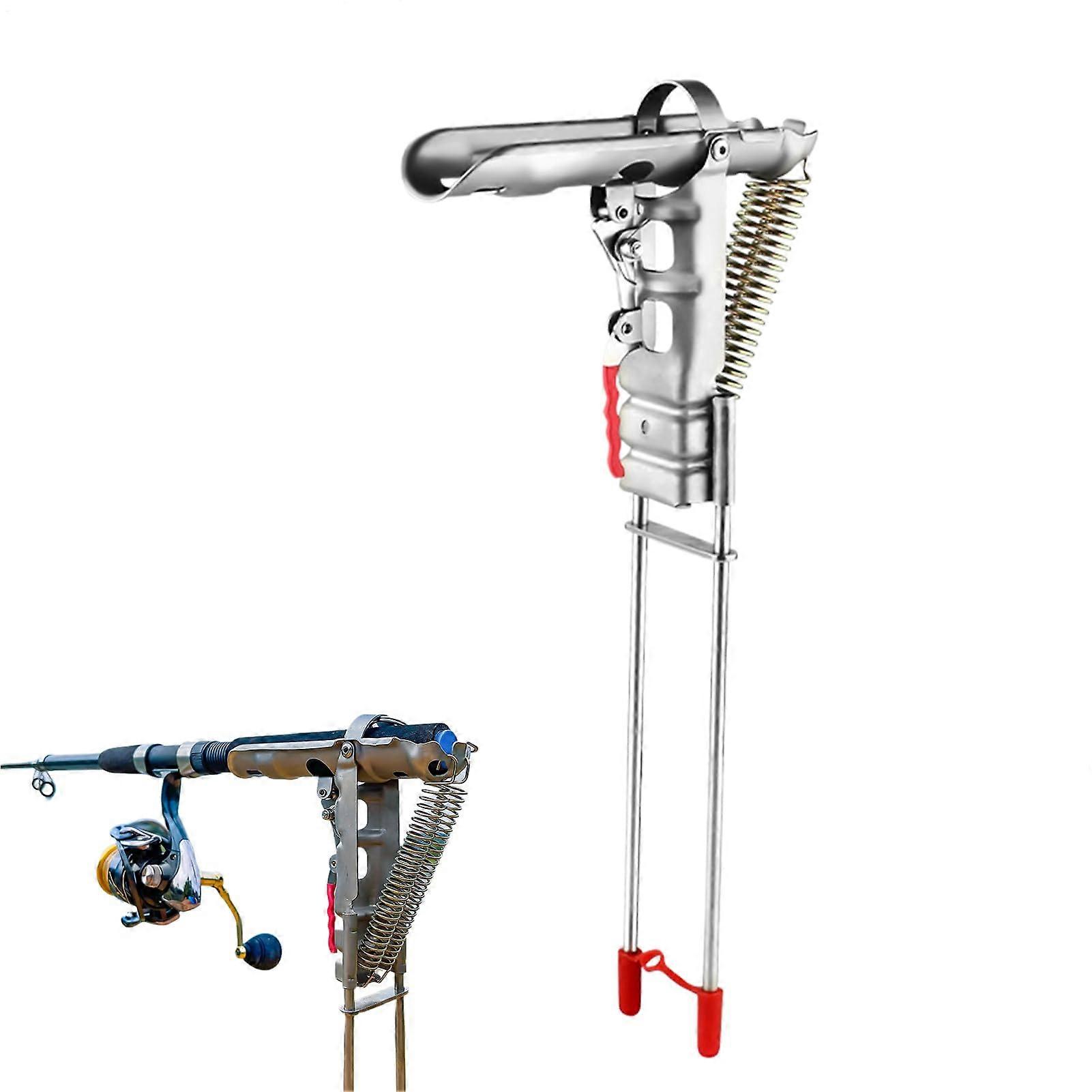 Automatic Fishing Rod Holder with Sensitivity Spring Trigger, Adjustable Stainless Steel Stand