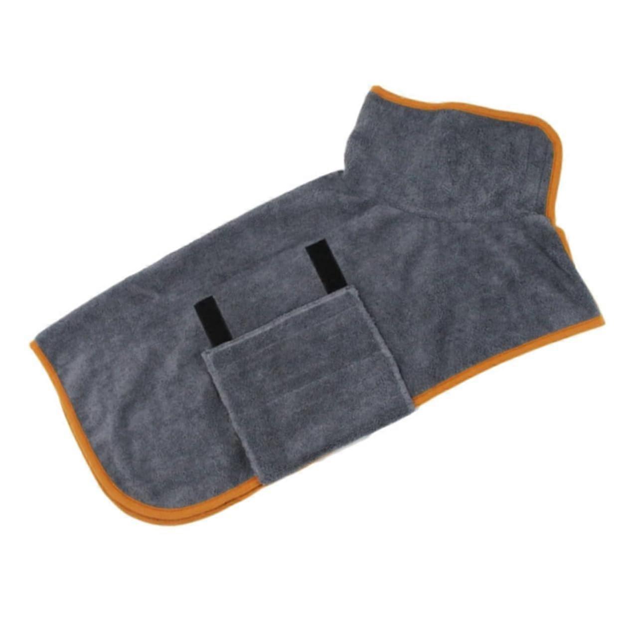 Dog Bathrobe Quick Drying Absorbent Towel Robe for Bath and Grooming Lightweight Gray