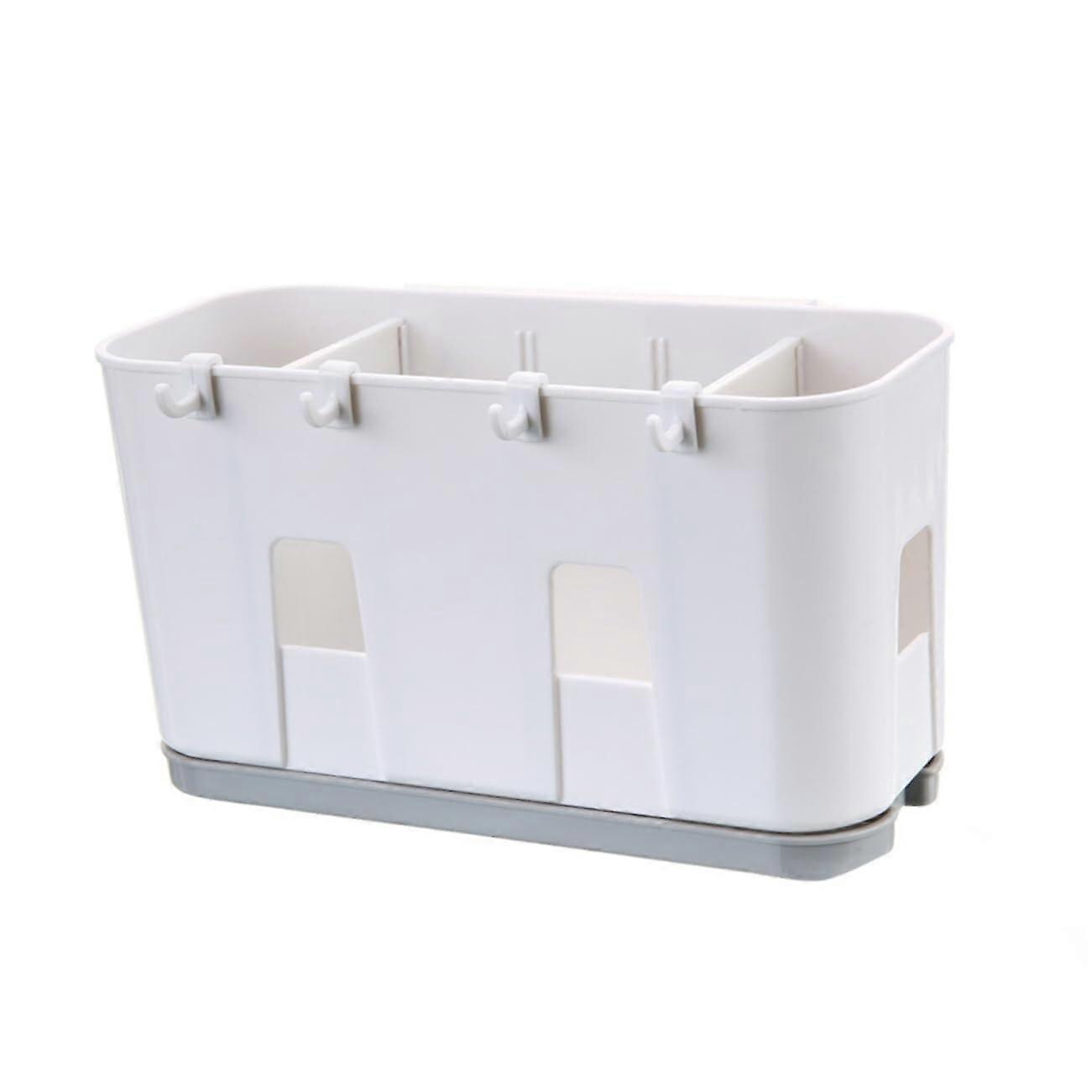 Wall Mounted Kitchen Storage Rack Over Sink Dish Drying Shelf with Utensil Holder Organizer