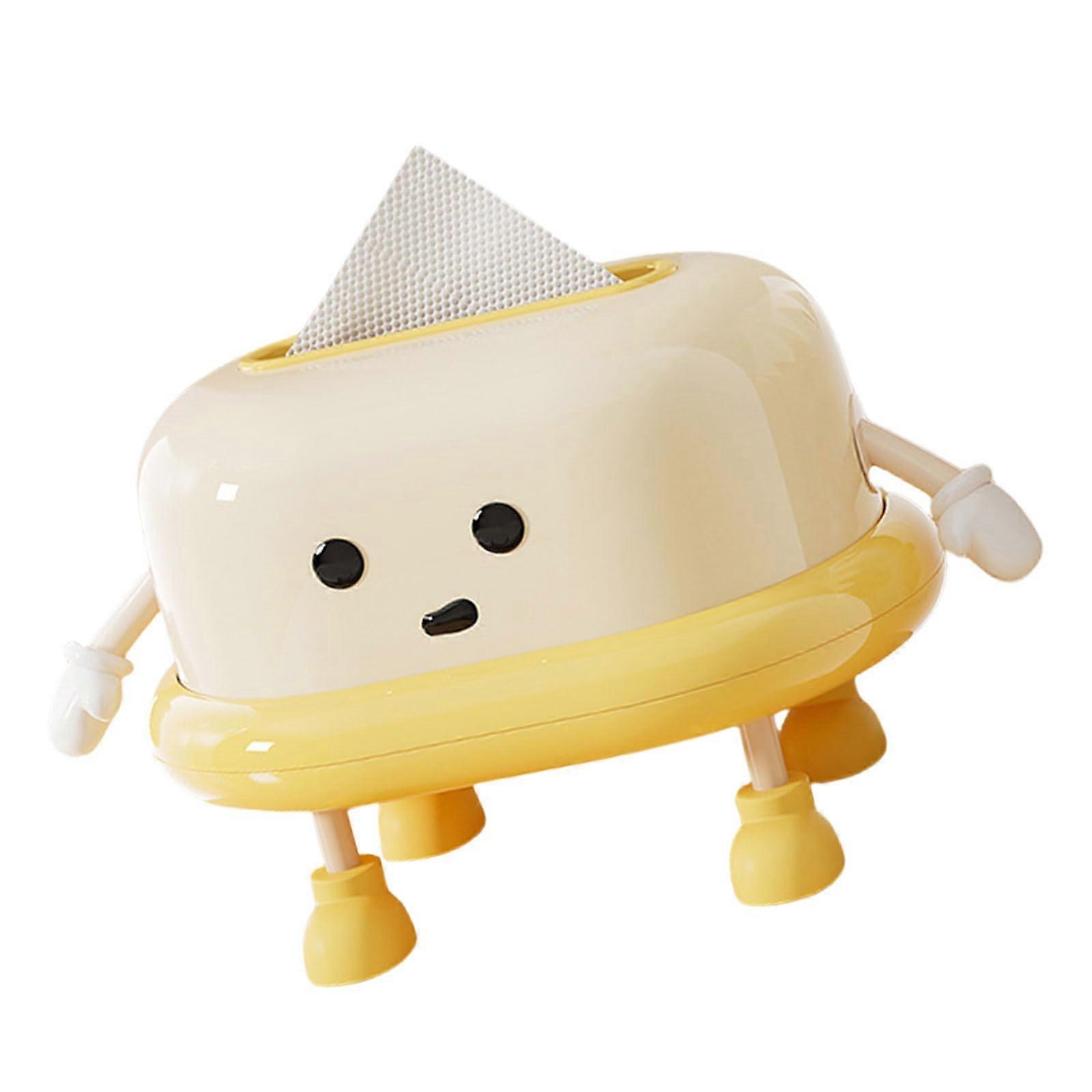 Tissue Box Holder Waterproof Durable Elegant Napkin Dispenser for Bathroom Kitchen Yellow