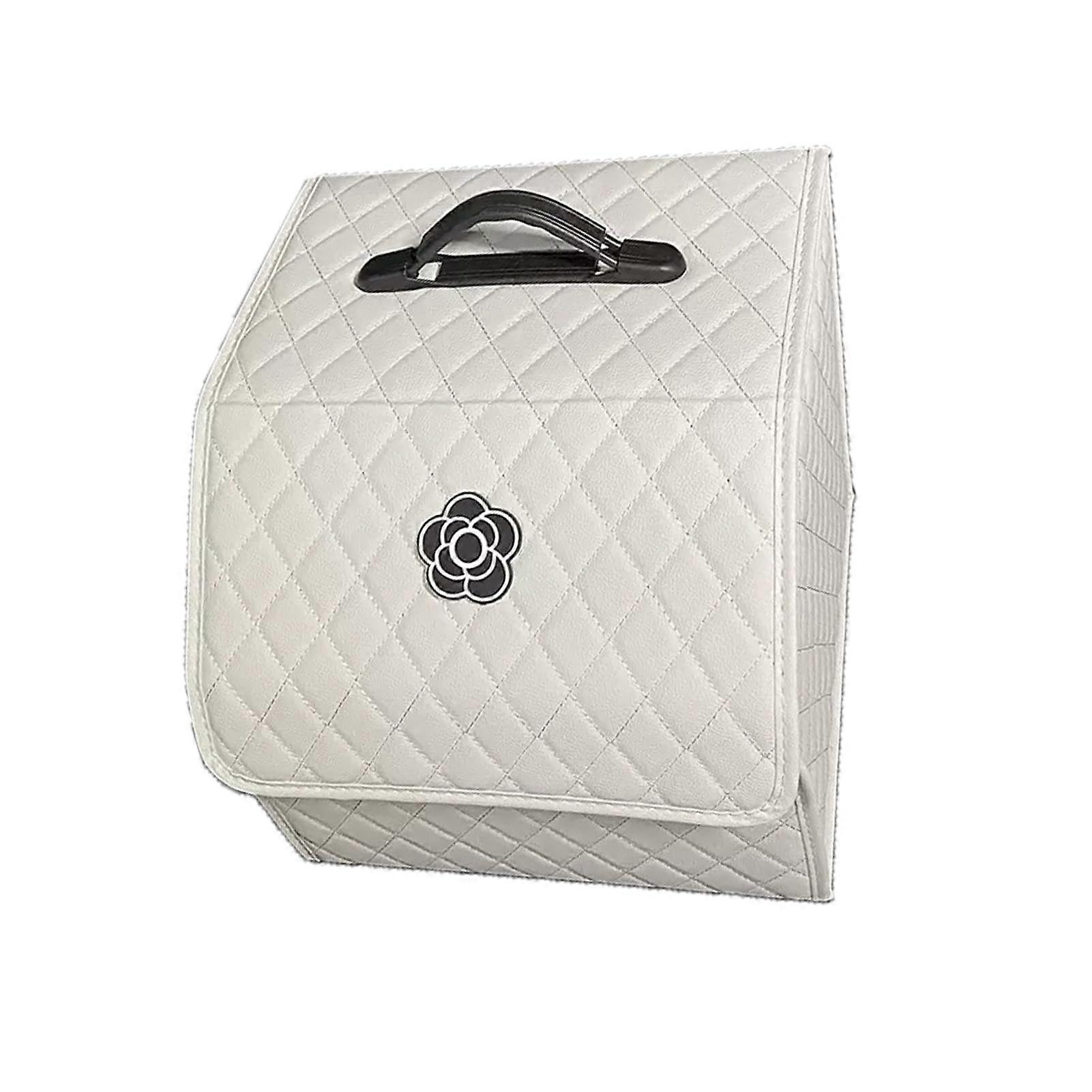 Car Trunk Organizer PU Leather with Lid Dustproof  Capacity SUV Storage Box for Camping