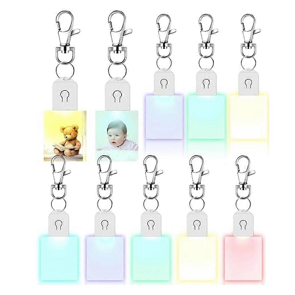 10 Pcs LED Sublimation Blank Keychain Acrylic Lighted Transfer Rectangular DIY Keychain