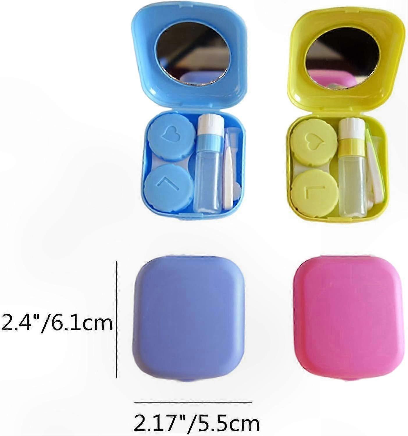 Contact Lens Case Kit with Mirror - 4 Pack Multicolor Storage Solution