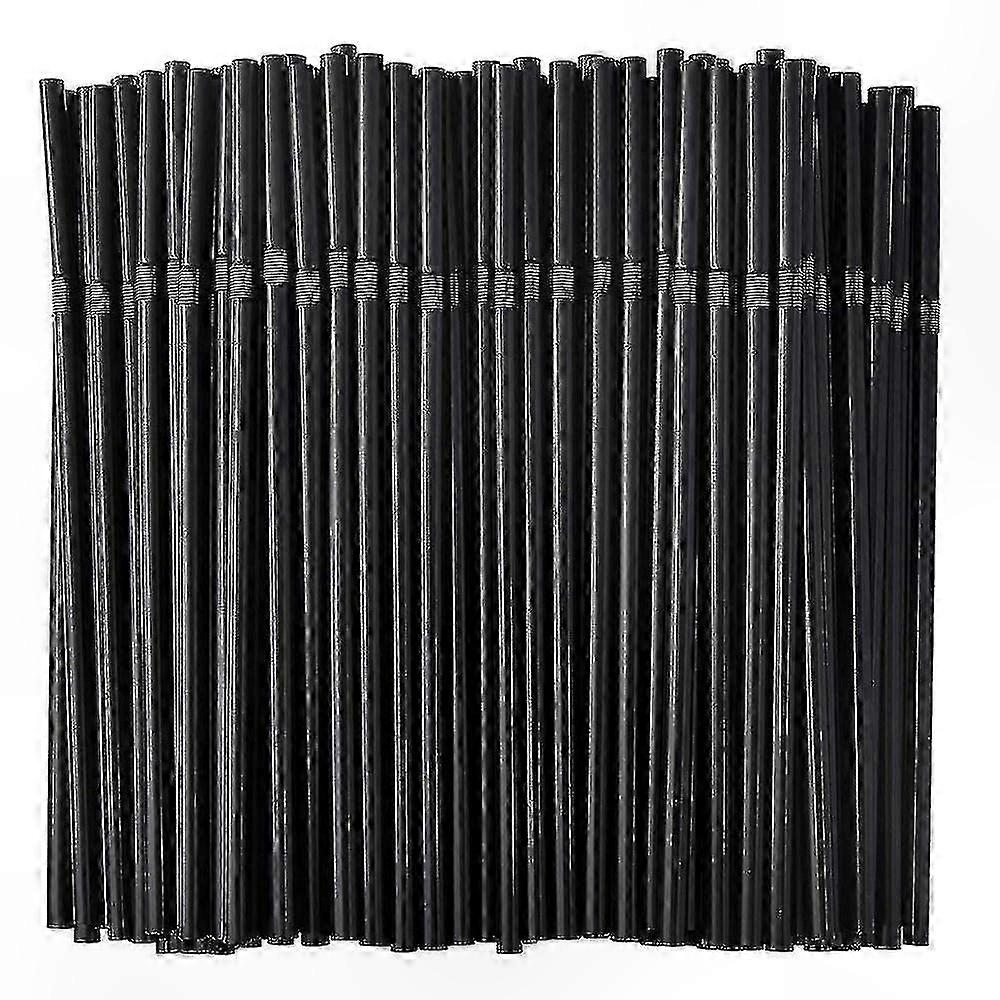 Flexible Black Plastic Drinking Straws, Bendable and Disposable, 500/200/100 Count
