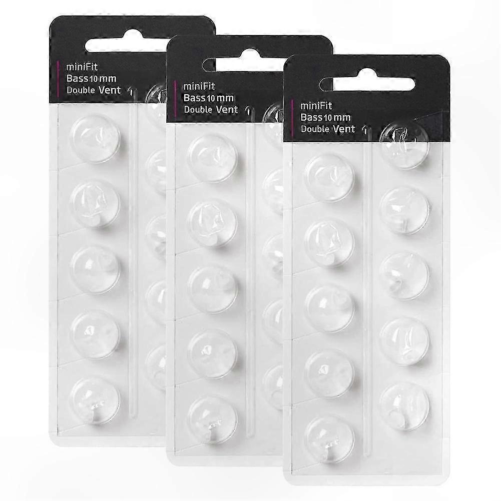 Double Vent Bass Domes for Hearing Aids: 3-Pack Replacement Silicone Tips