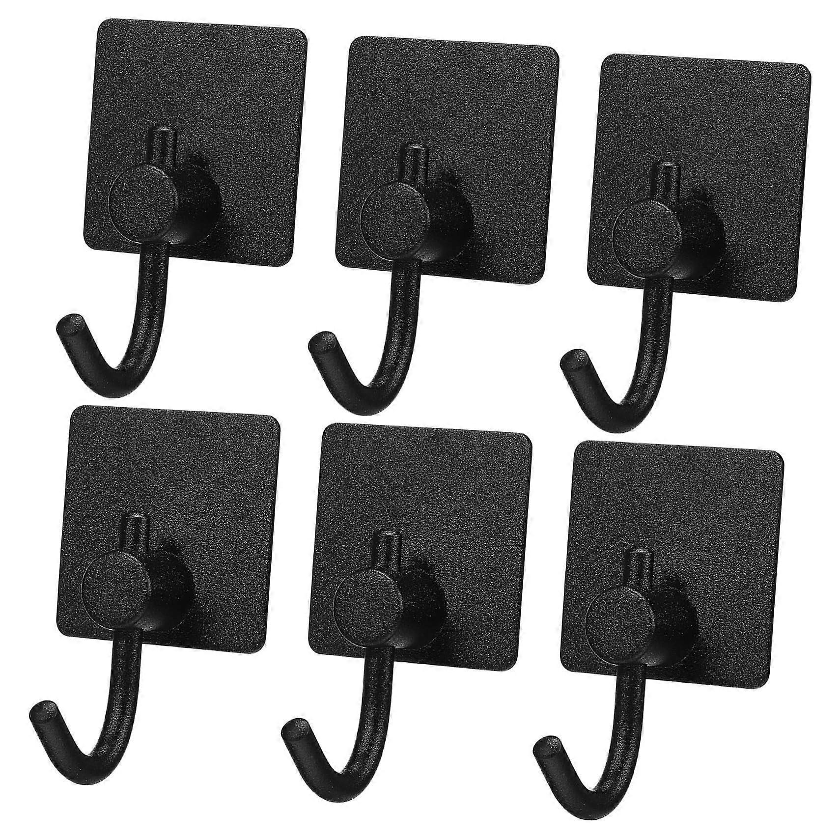 6pcs Rust Resistant Adhesive Wall Hooks for Bathroom Kitchen Keys and Towel Organization