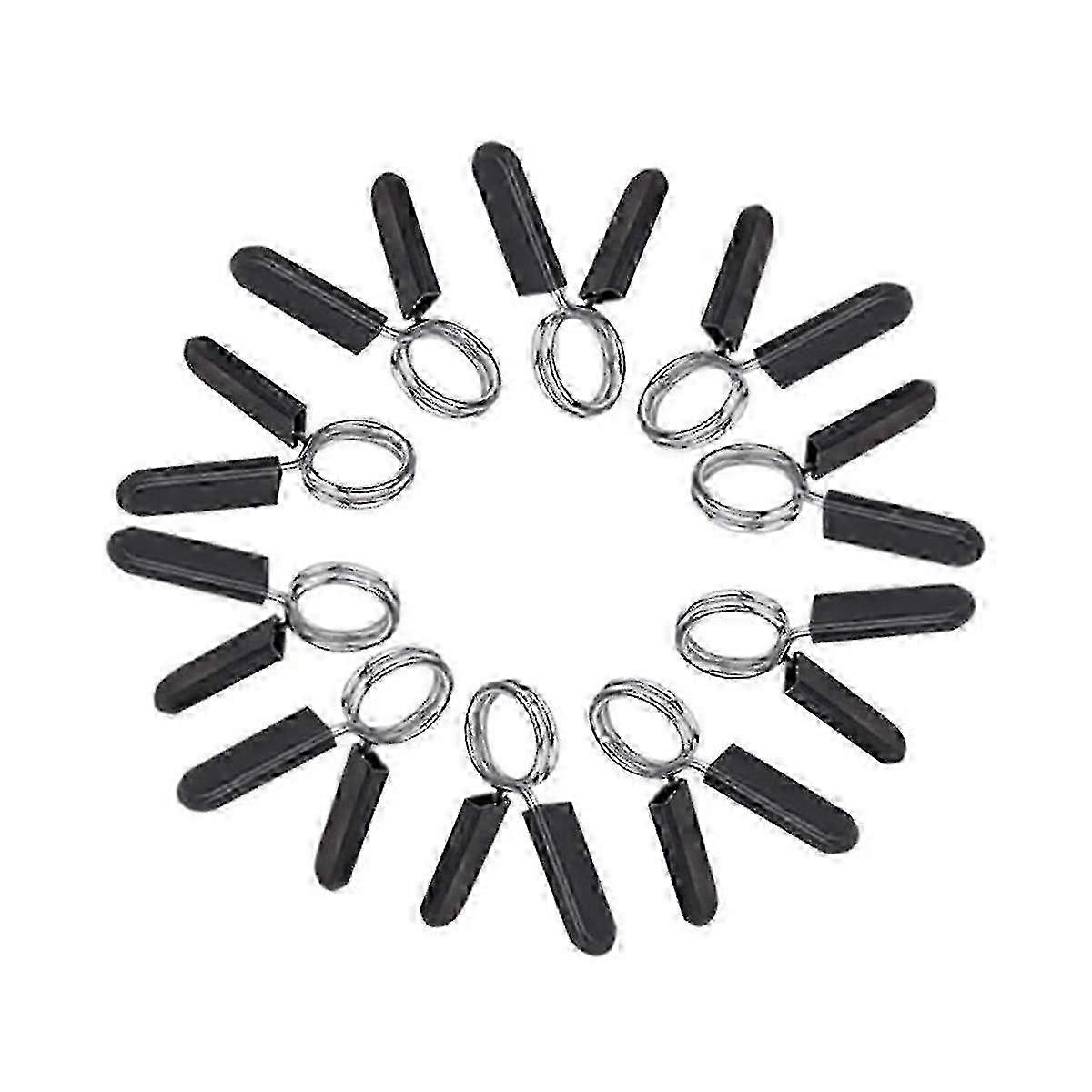 10-Pack Barbell Clamps for Standard Bars, Spring Lock Rings for Strength Training