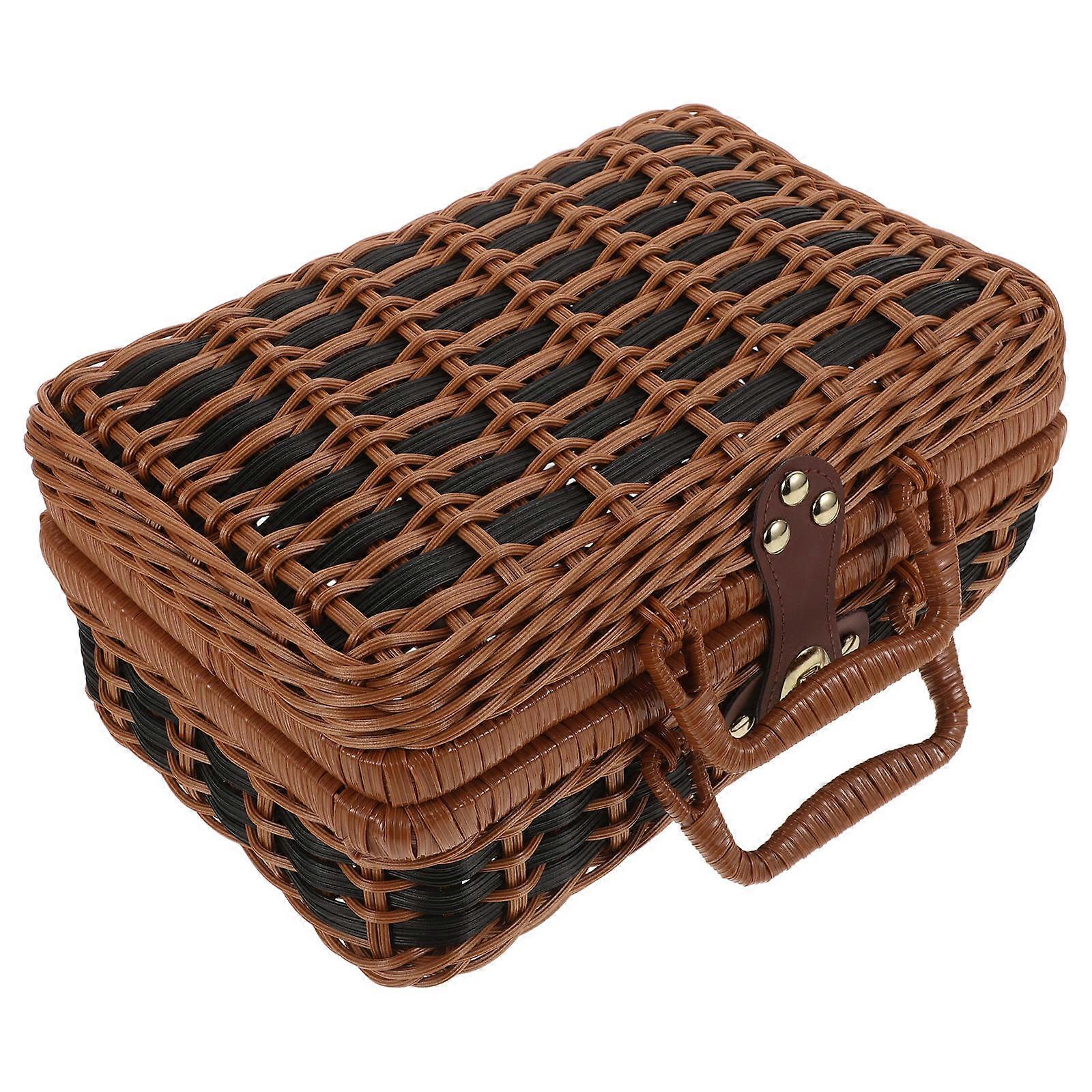 Retro Handwoven Suitcase for Storage Use with Assorted Colors