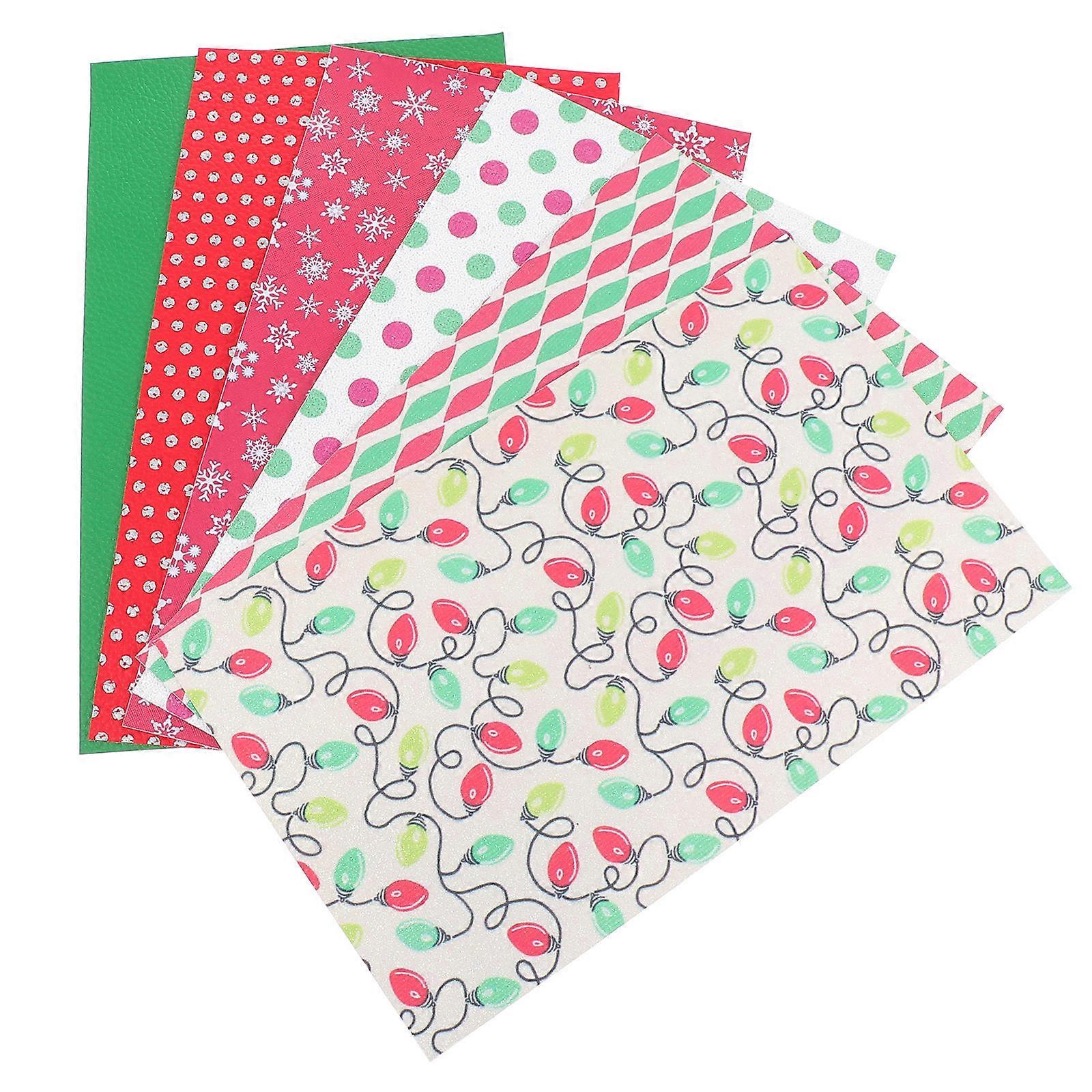 6Pcs PU Sheets for DIY Use Christmas Theme Decoration