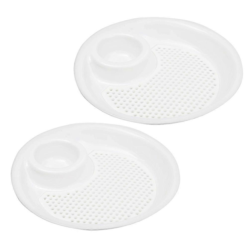 Draining Dumpling Plate Kitchen Tool for Sauce Serving 2Pcs White