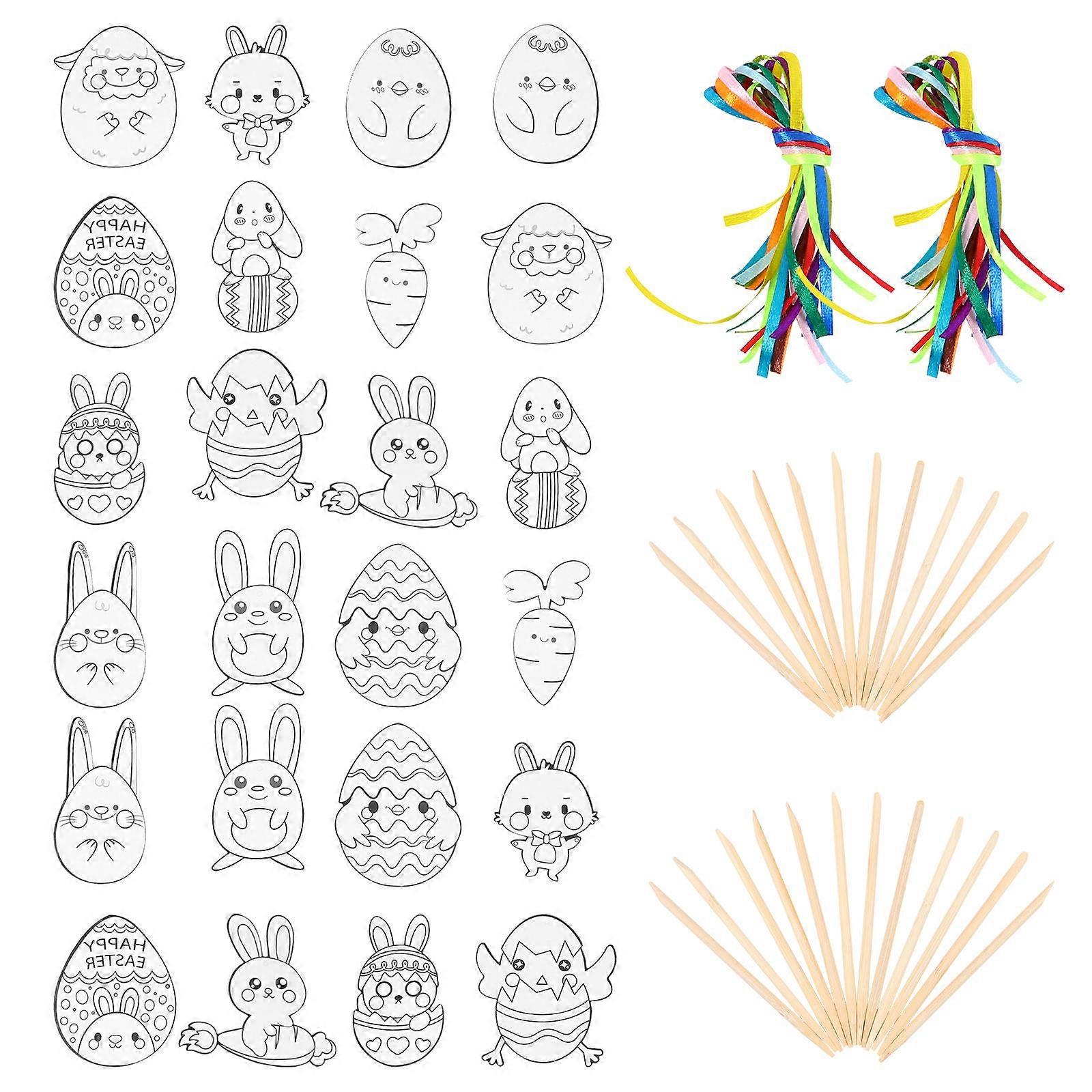 Easter Scratch Paper Crafts Kit for DIY Making 1Set with Wooden