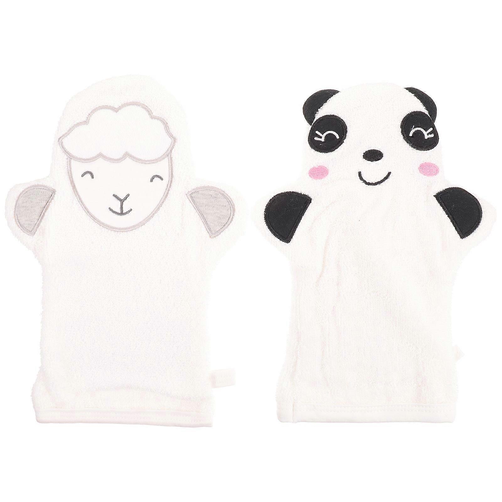 Cotton Cartoon Bath Gloves Exfoliating Accessory for Bath 2Pcs