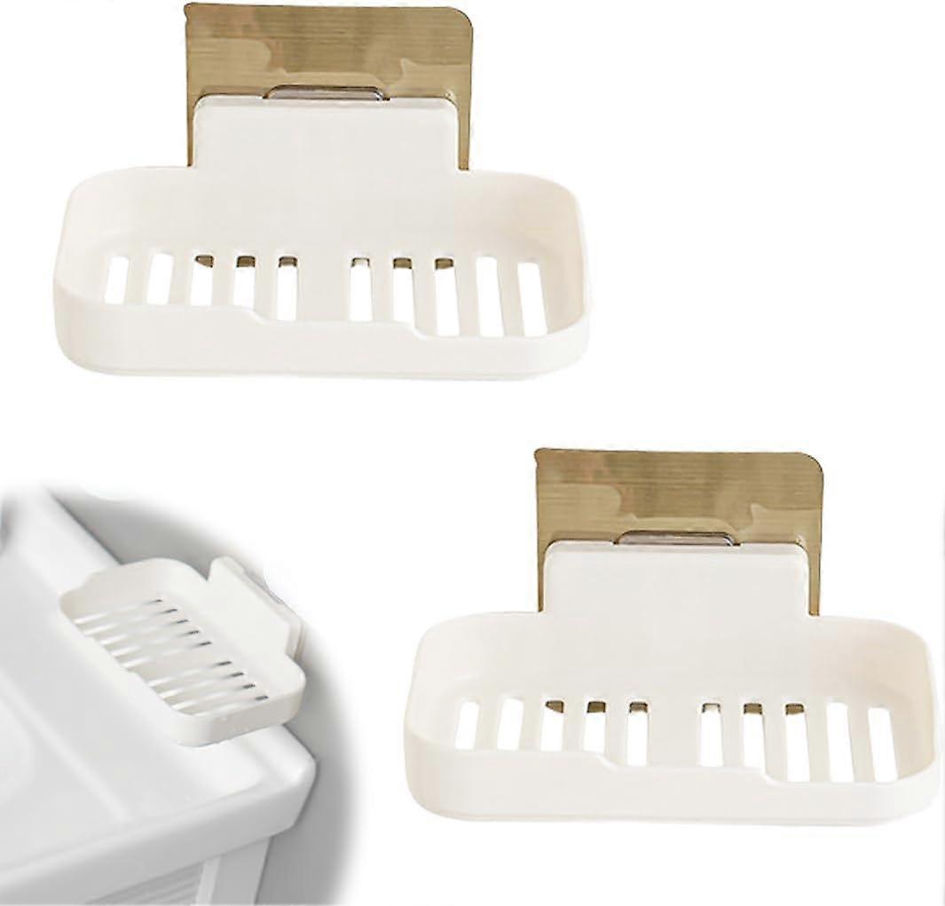 Two-piece self-adhesive soap dish set with wall-mounting bracket