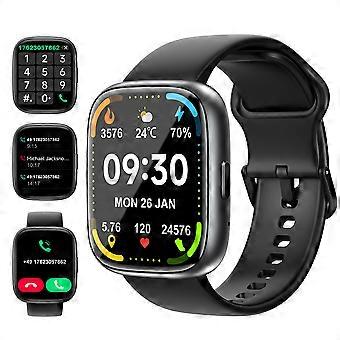 Inteligentny zegarek dla mężczyzn z Bluetooth, monitorowaniem tętna, SpO2 i snu, wodoodporny, na Androida i iOS, czarny D3
