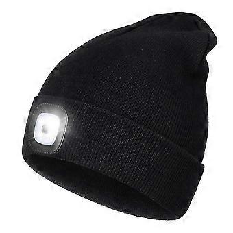Oplaadbare LED Verlichte Muts, Perfecte Papa Cadeaus in Kerstmis, Kousvullers Cap met Licht Hands Free Hoofdlamp Unisex Winter Warm Gebreid Be