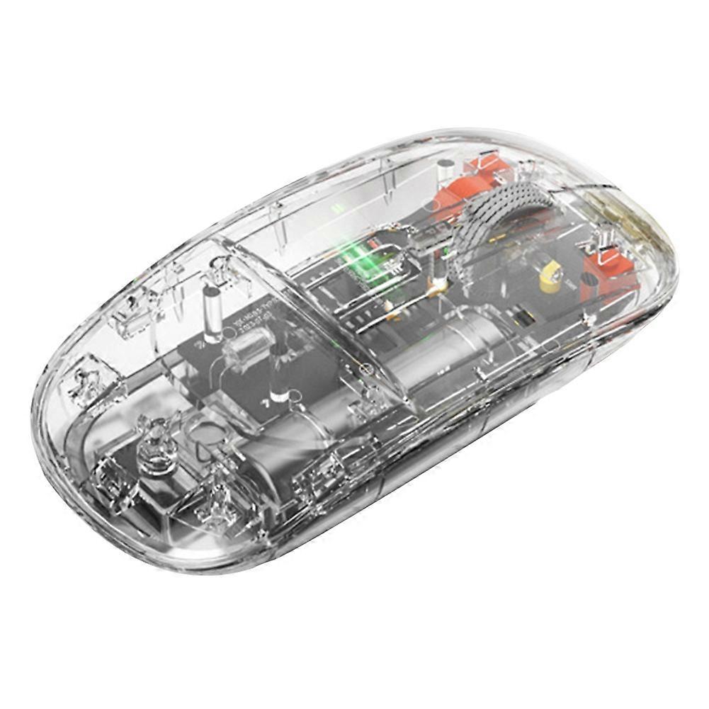 Mute Wireless Bluetooth Mouse 3-Mode Transparent Mouse 2.4G+BT for Laptop/Tablet