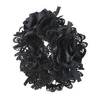 Faux Pearls Sweet Elegant Hair Tie Mesh Lace Flower Decor Hair Band Hair Accessories