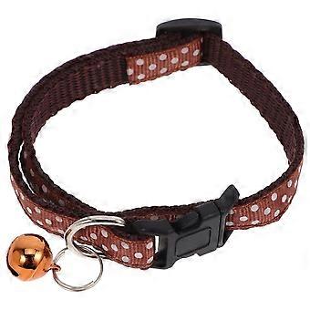Polka Dots Small Cat & Dog Puppy Collar with Jingle Bell 1.0cm Width (Coffee)